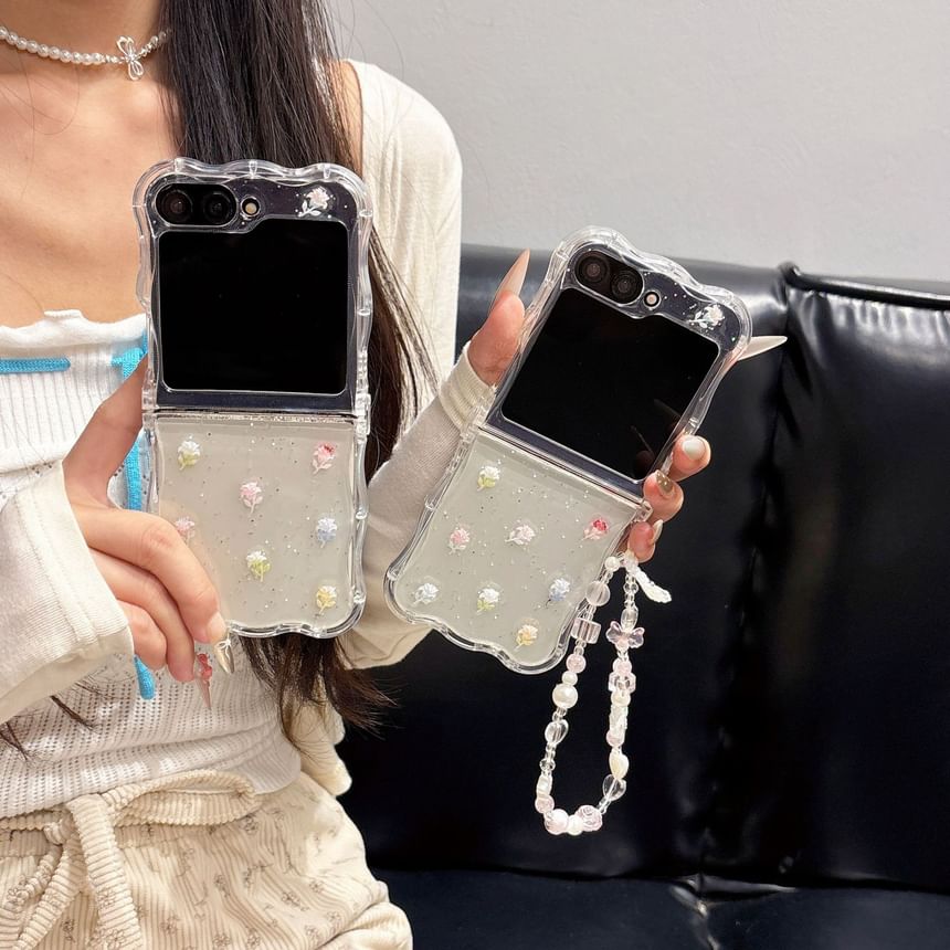 / Case Strap Floral Set Phone