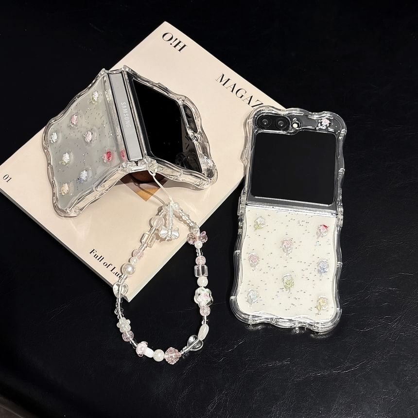 / Case Strap Floral Set Phone