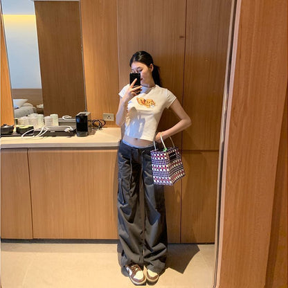 Low Waist Plain Wide Leg Cargo Pants (Various Designs)