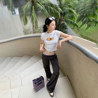 Low Waist Plain Wide Leg Cargo Pants (Various Designs)