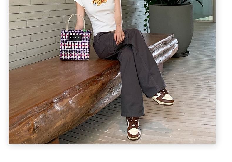 Low Waist Plain Wide Leg Cargo Pants (Various Designs)