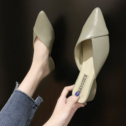 Pointed Toe Faux Leather Mules