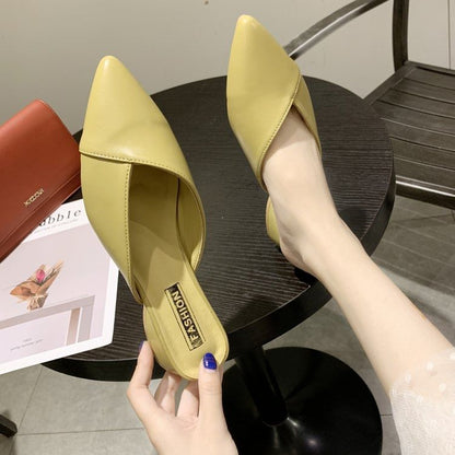 Pointed Toe Faux Leather Mules