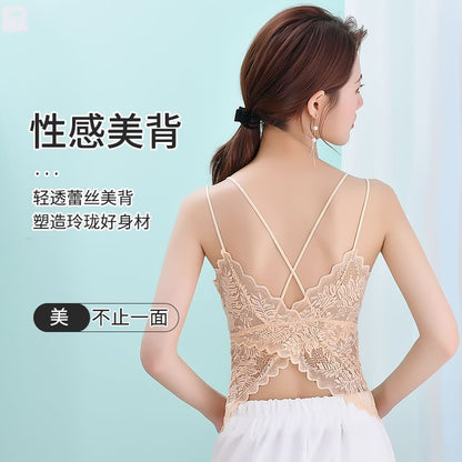 Padded Open Back Lace Slim Fit Cami Top