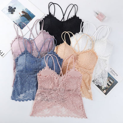 Padded Open Back Lace Slim Fit Cami Top