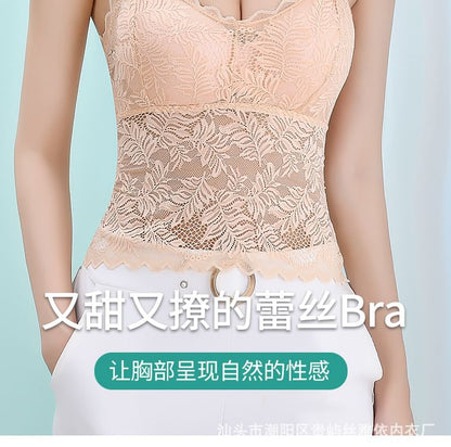 Padded Open Back Lace Slim Fit Cami Top