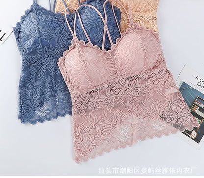 Padded Open Back Lace Slim Fit Cami Top