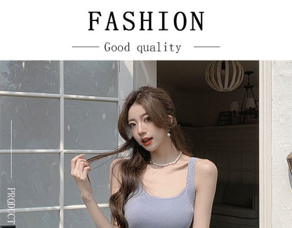 Spaghetti Strap Plain Drawstring Mini A-Line Dress