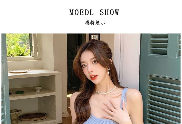 Spaghetti Strap Plain Drawstring Mini A-Line Dress
