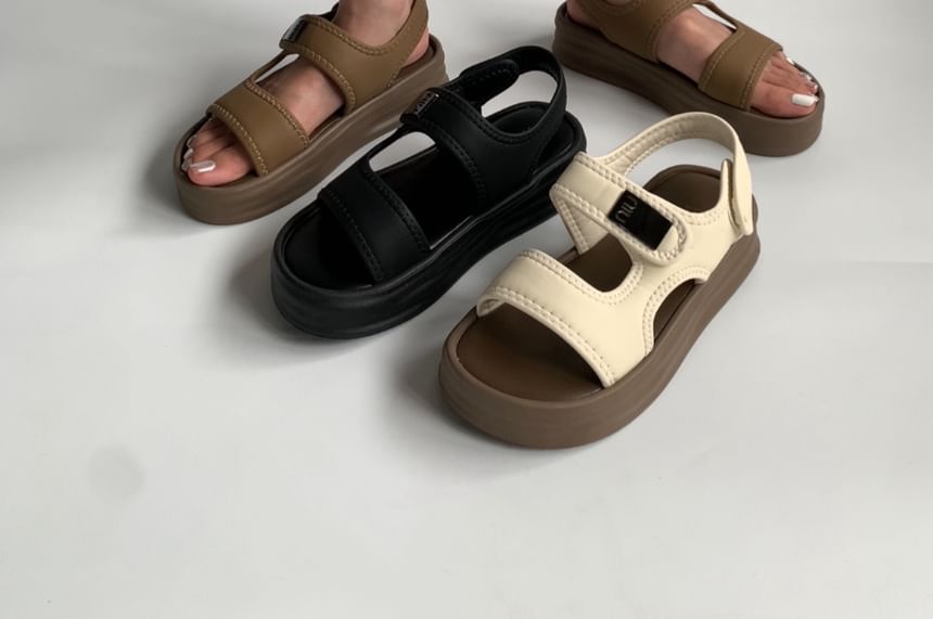 Platform Adhesive Strap Slingback Sandals