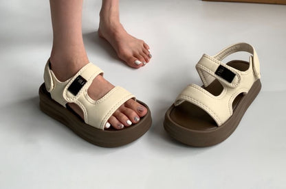 Platform Adhesive Strap Slingback Sandals