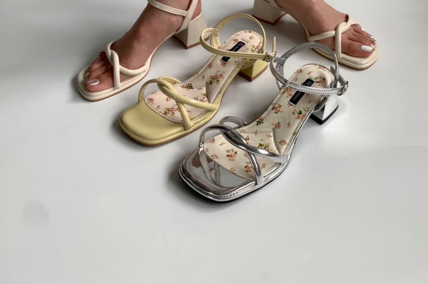 Chunky Heel Square Toe Ankle Strap Sandals