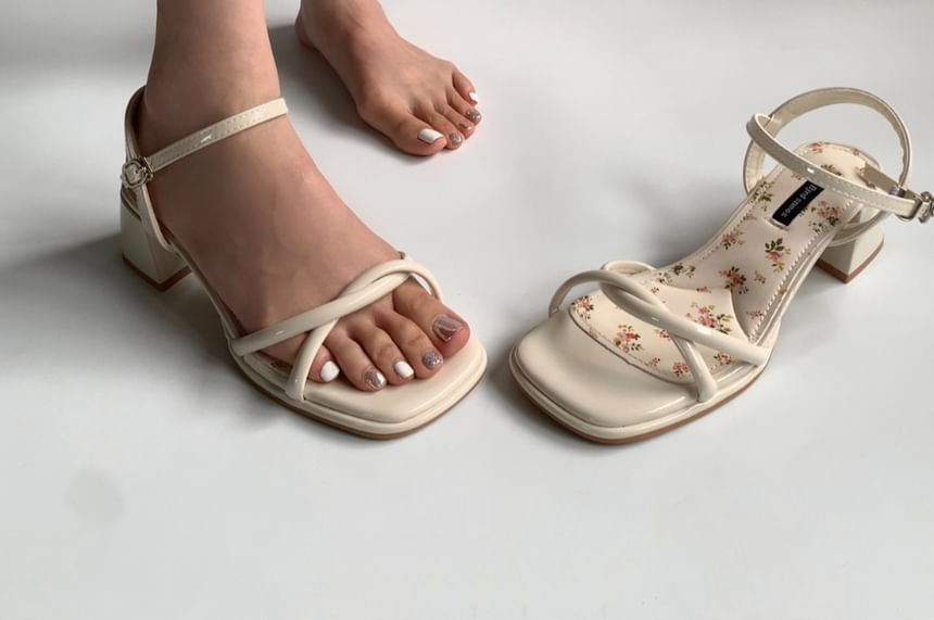 Chunky Heel Square Toe Ankle Strap Sandals