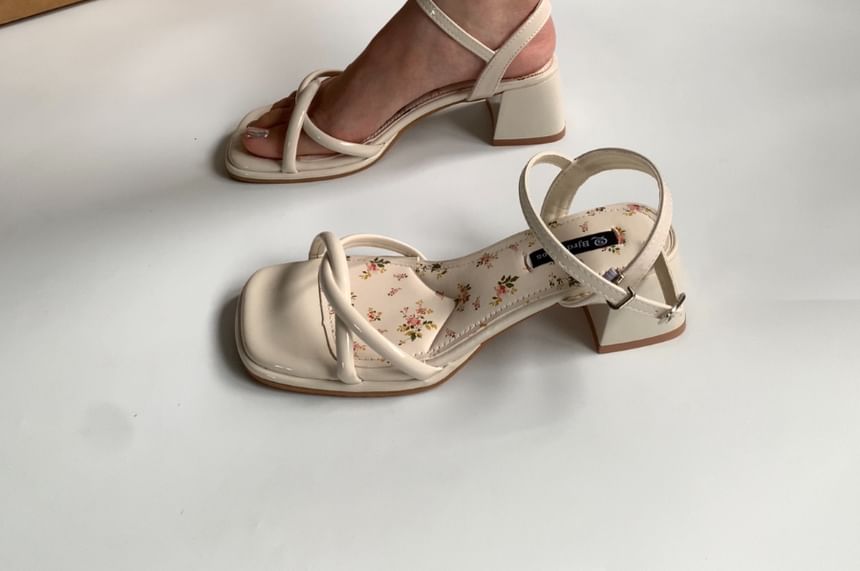 Chunky Heel Square Toe Ankle Strap Sandals