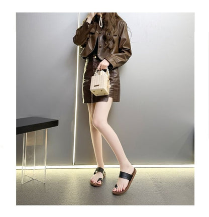 Platform Toe Loop Slide Sandals