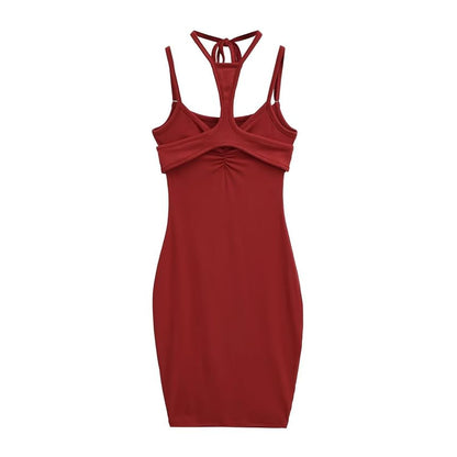 Spaghetti Strap Plain Strappy Sheath Dress