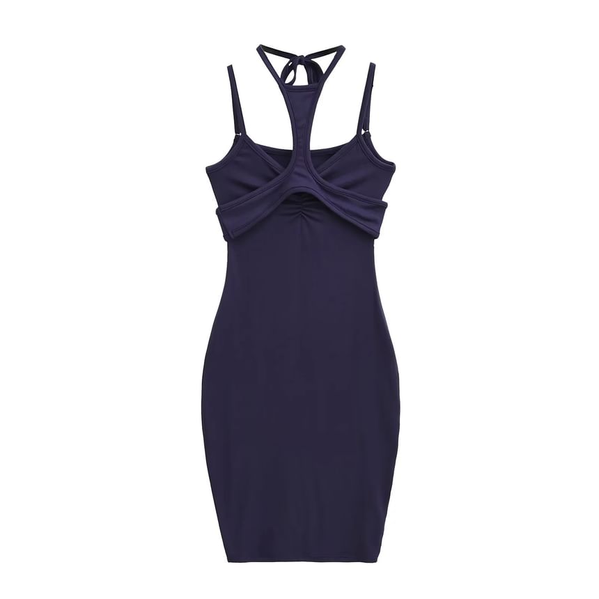 Spaghetti Strap Plain Strappy Sheath Dress