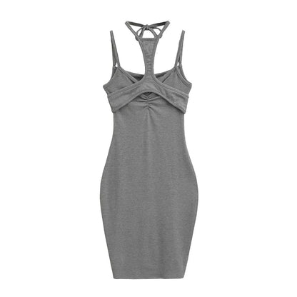 Spaghetti Strap Plain Strappy Sheath Dress