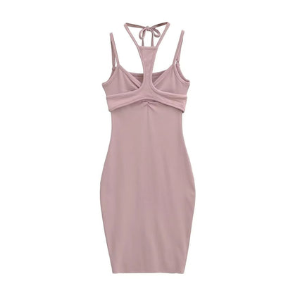 Spaghetti Strap Plain Strappy Sheath Dress