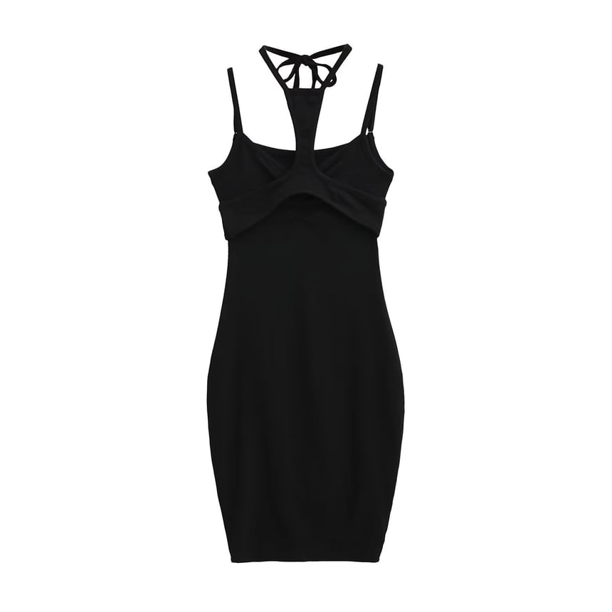 Spaghetti Strap Plain Strappy Sheath Dress