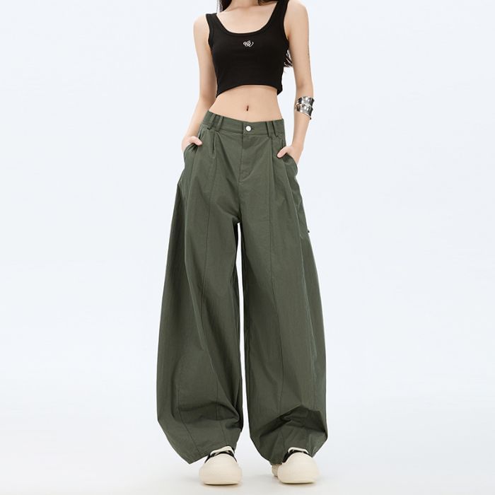 Low Rise Plain Baggy Cargo Pants (Various Designs)