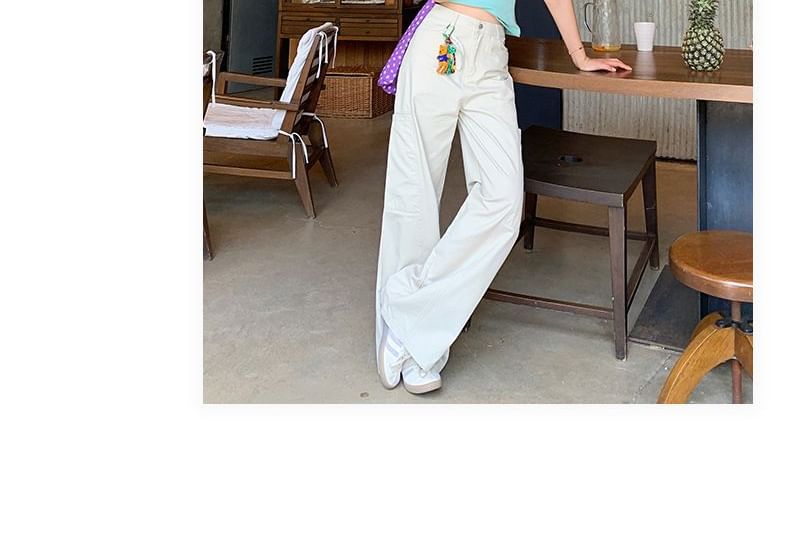 High Rise Plain Wide Leg Cargo Pants (Various Designs)
