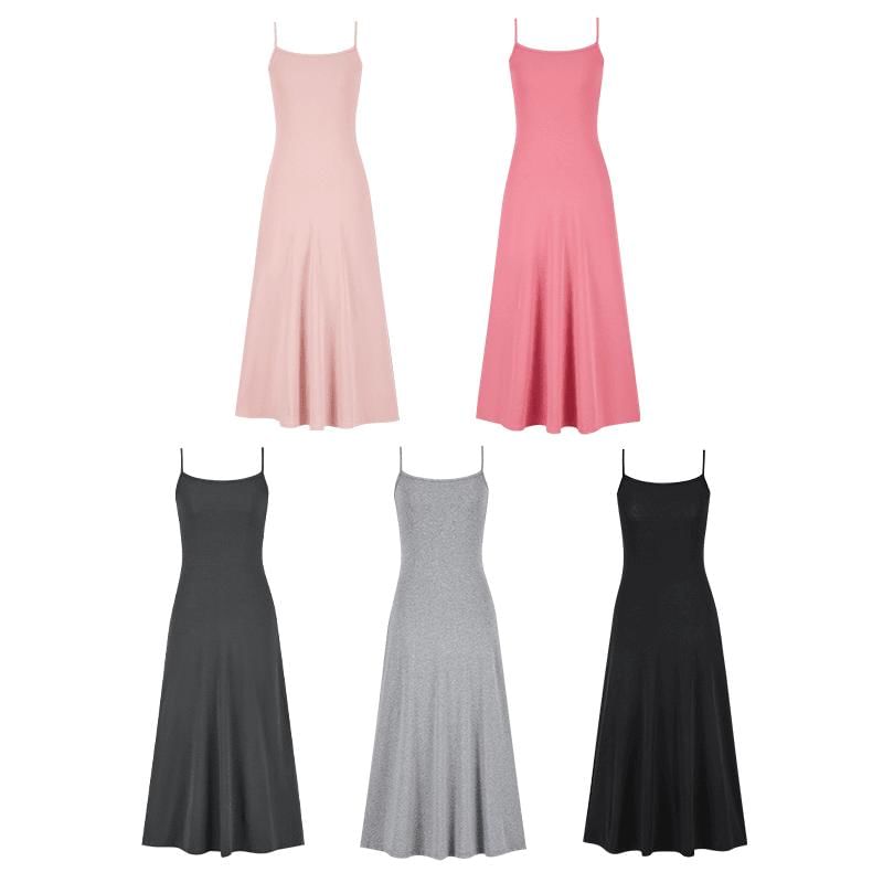 Spaghetti Strap Scoop Neck Plain Maxi A-Line Dress