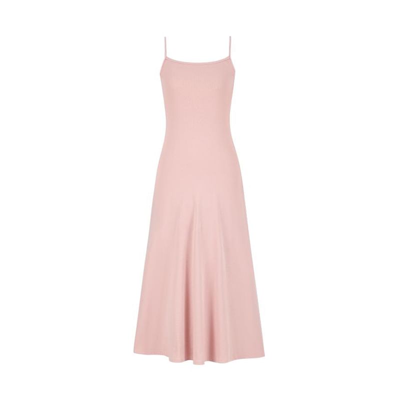 Spaghetti Strap Scoop Neck Plain Maxi A-Line Dress