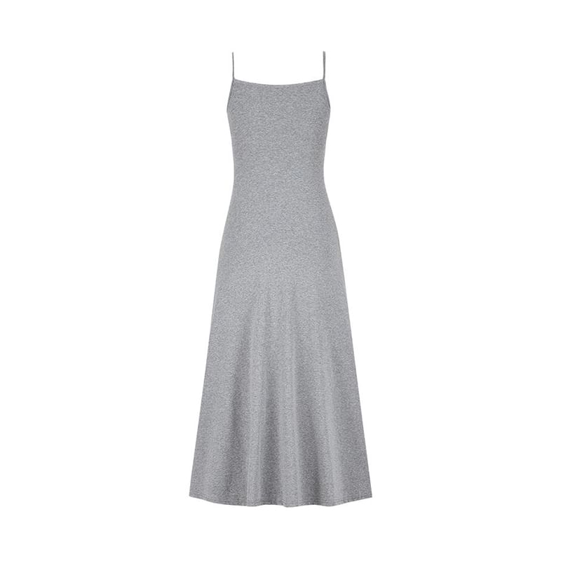 Spaghetti Strap Scoop Neck Plain Maxi A-Line Dress