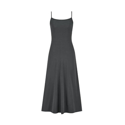 Spaghetti Strap Scoop Neck Plain Maxi A-Line Dress