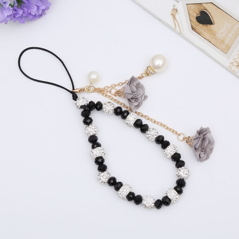Phone Strap Floral Crystal Faux