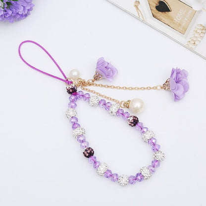 Phone Strap Floral Crystal Faux