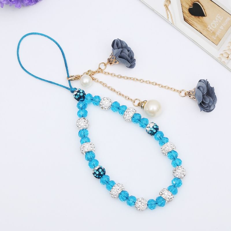 Phone Strap Floral Crystal Faux