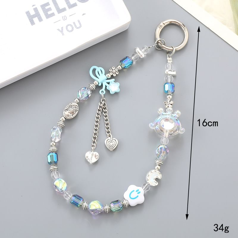 Faux Crystal Bear Strap Phone Floral / Cartoon