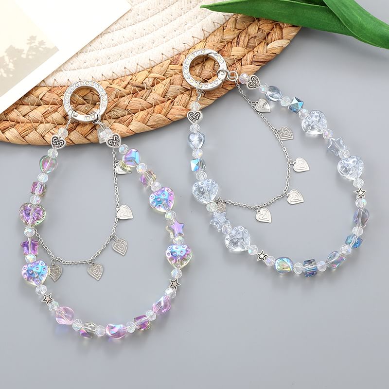 Crystal Faux Phone Heart Strap