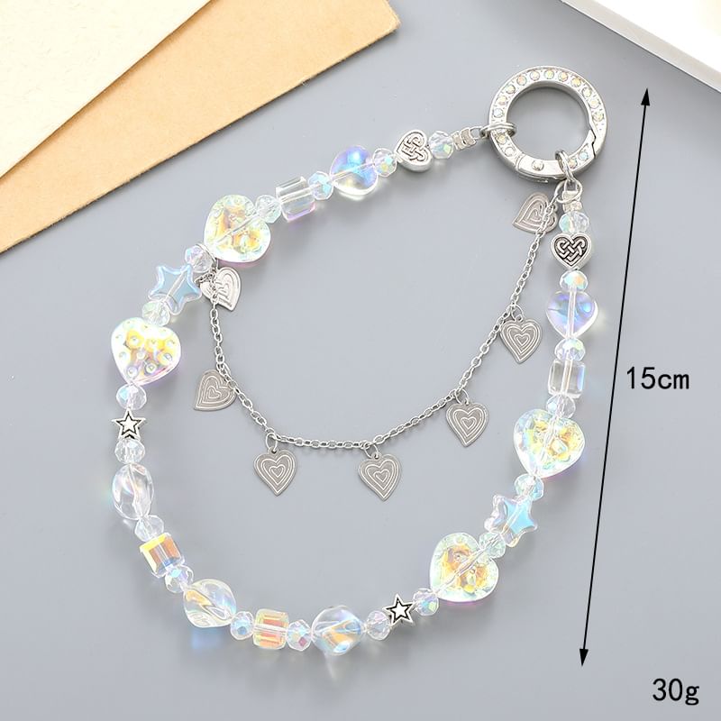 Crystal Faux Phone Heart Strap