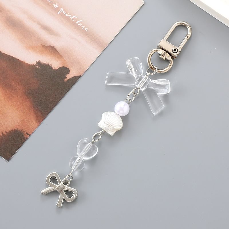 Phone Charm Bow Pearl Faux