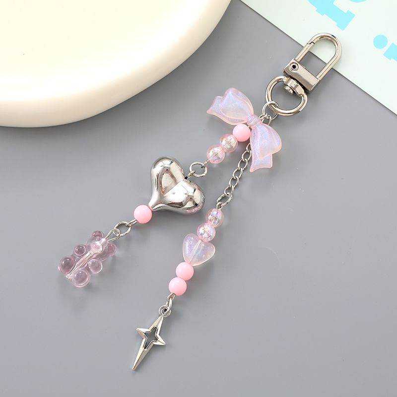 Bear Phone Heart Charm Bow