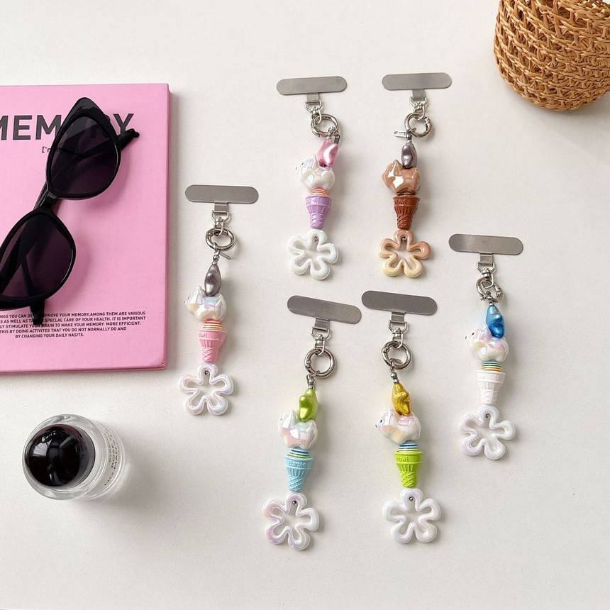 Phone Charm Lanyard Ice (Various Cream with Pad Designs) Floral
