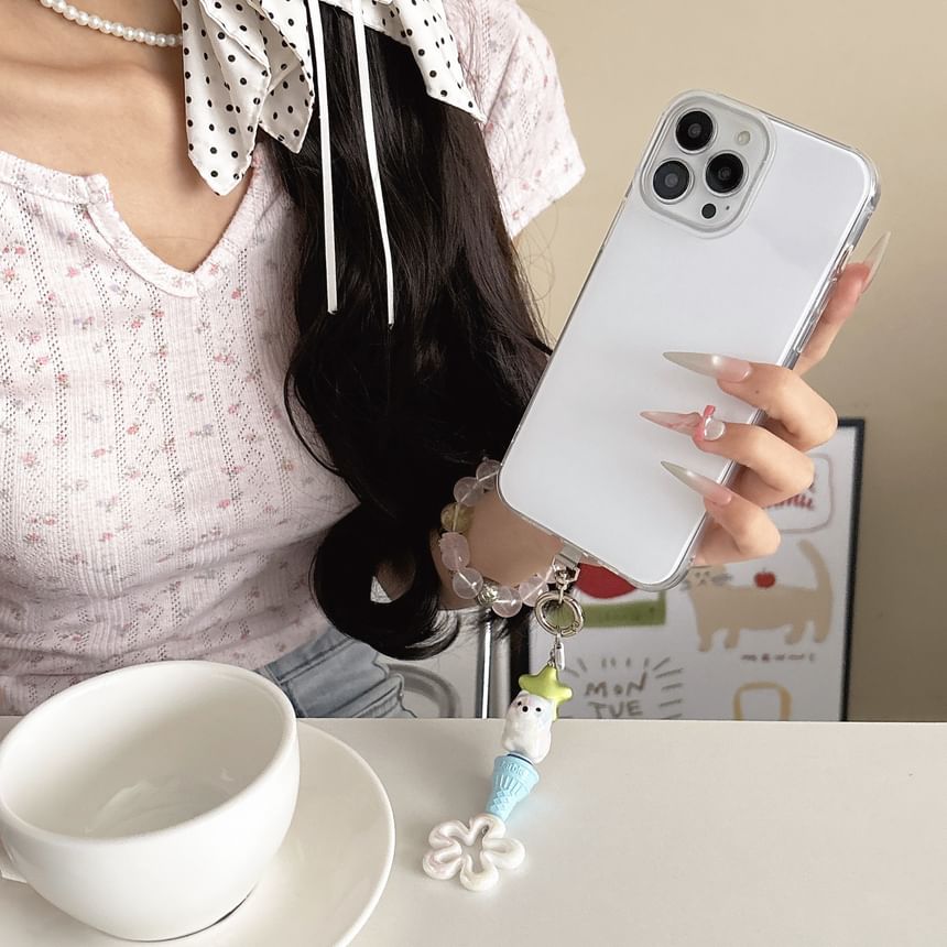 Phone Charm Lanyard Ice (Various Cream with Pad Designs) Floral