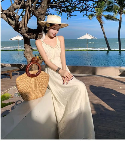 Spaghetti Strap V-Neck Plain Maxi Sheath Dress