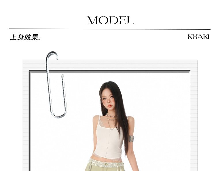 Low Waist Panel Lace Baggy Cargo Pants