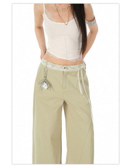 Low Waist Panel Lace Baggy Cargo Pants