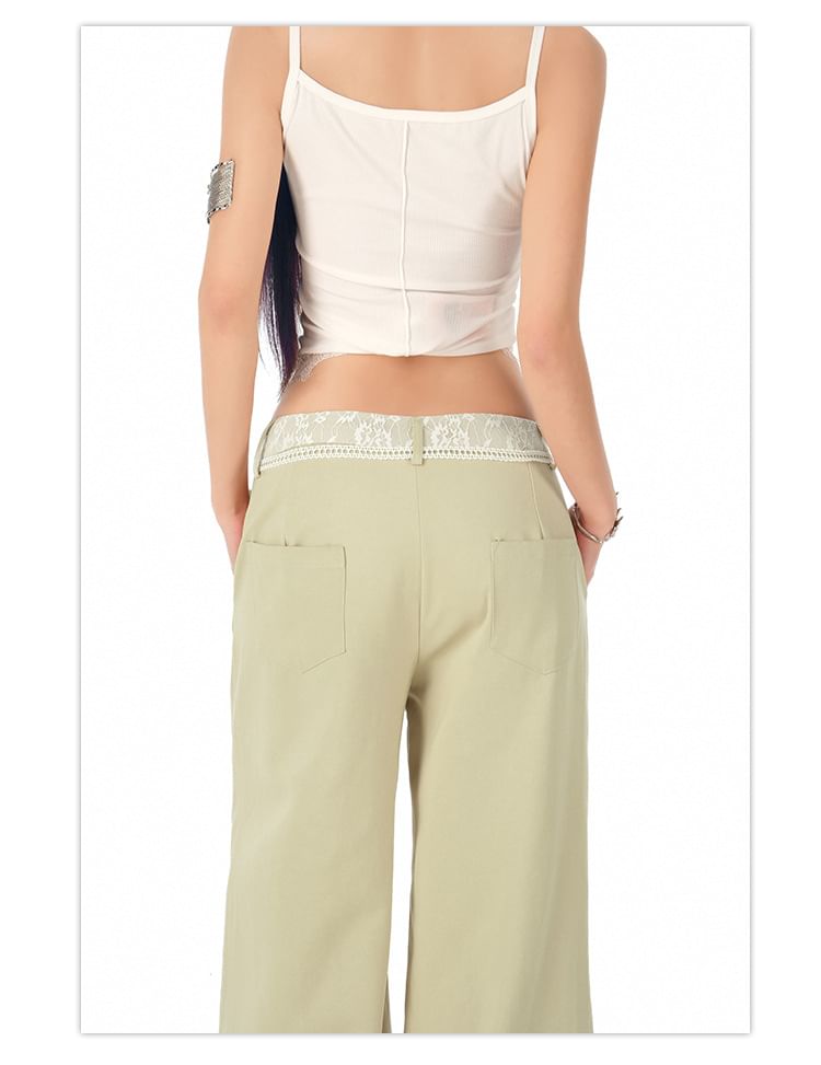 Low Waist Panel Lace Baggy Cargo Pants