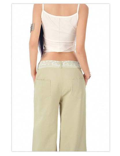 Low Waist Panel Lace Baggy Cargo Pants