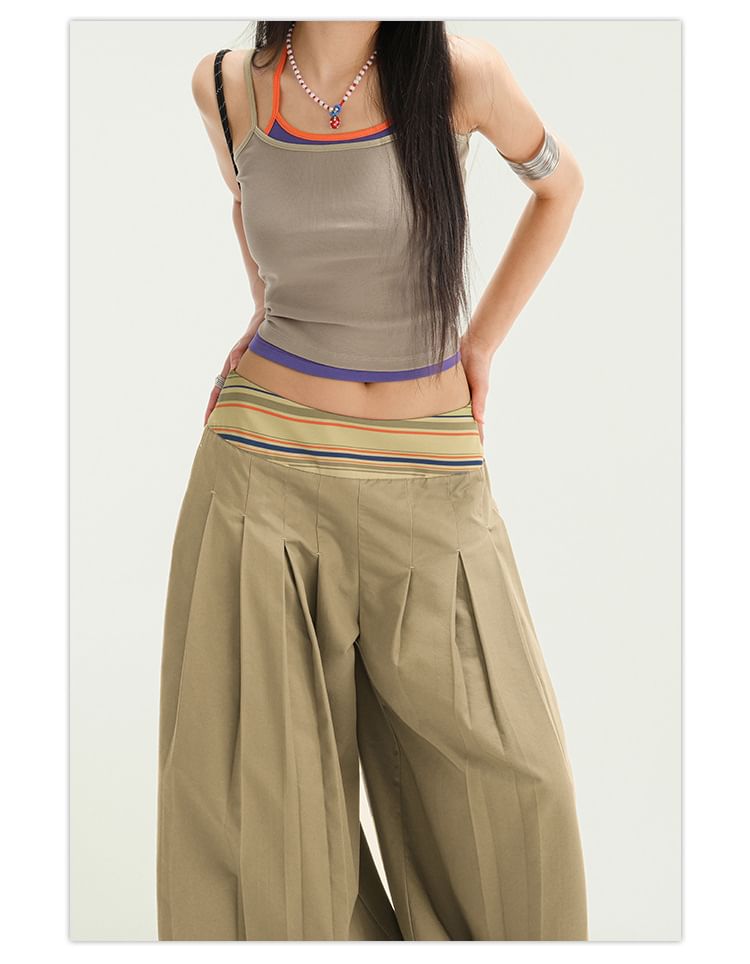 Low Rise Striped Wide Leg Cargo Pants