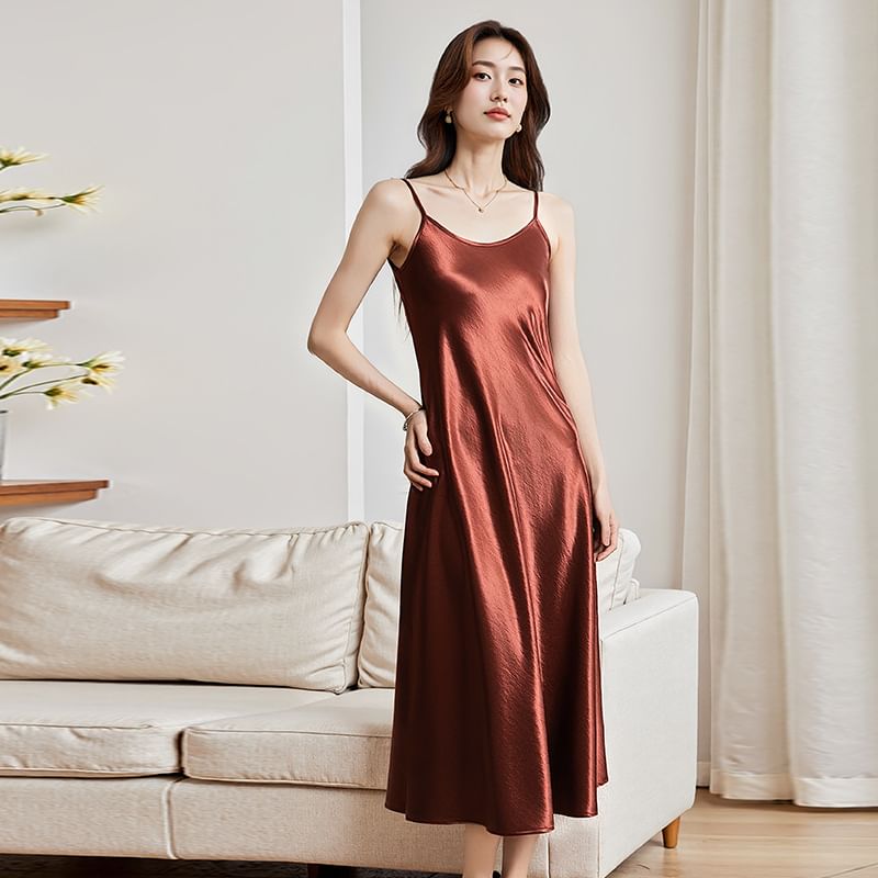 Spaghetti Strap Scoop Neck Plain Maxi Dress