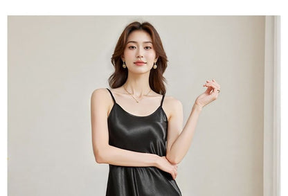 Spaghetti Strap Scoop Neck Plain Maxi Dress