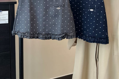 Dotted Ruffle Mini Flared Skirt with Mid Rise