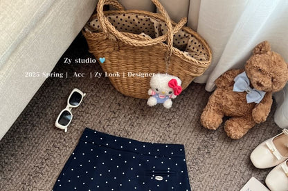 Dotted Ruffle Mini Flared Skirt with Mid Rise